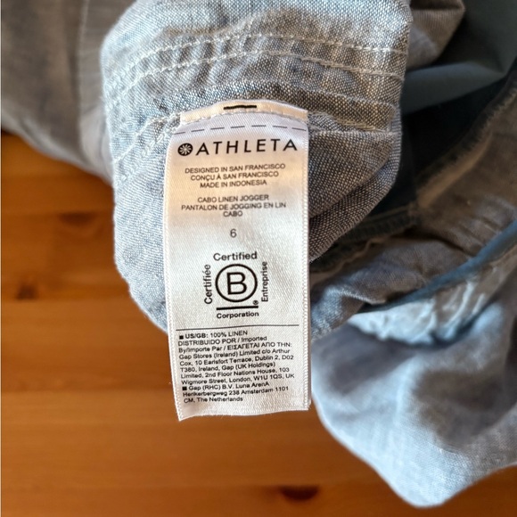 Athleta Cabo 100% Linen Jogger Pants Chambray Blue Size 6 - Picture 12 of 14